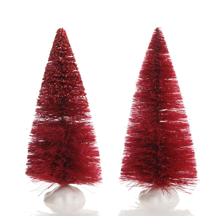 Mini Burgundy Bottle Brush Tree - Set of 2 - 14cm (H)