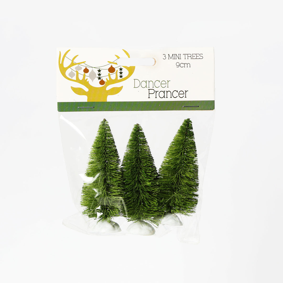 Mini Green Christmas Trees - Pack of 3