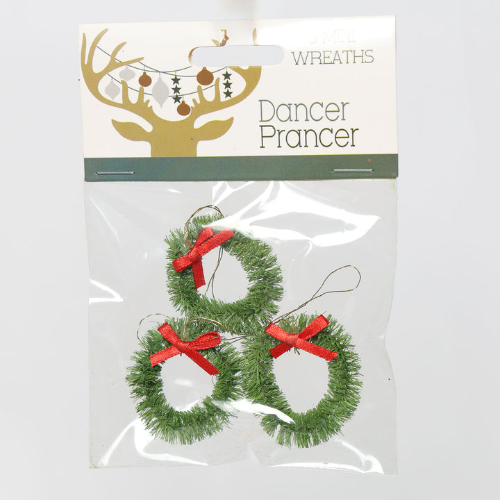 Mini Green Christmas Wreaths - Pack of 3
