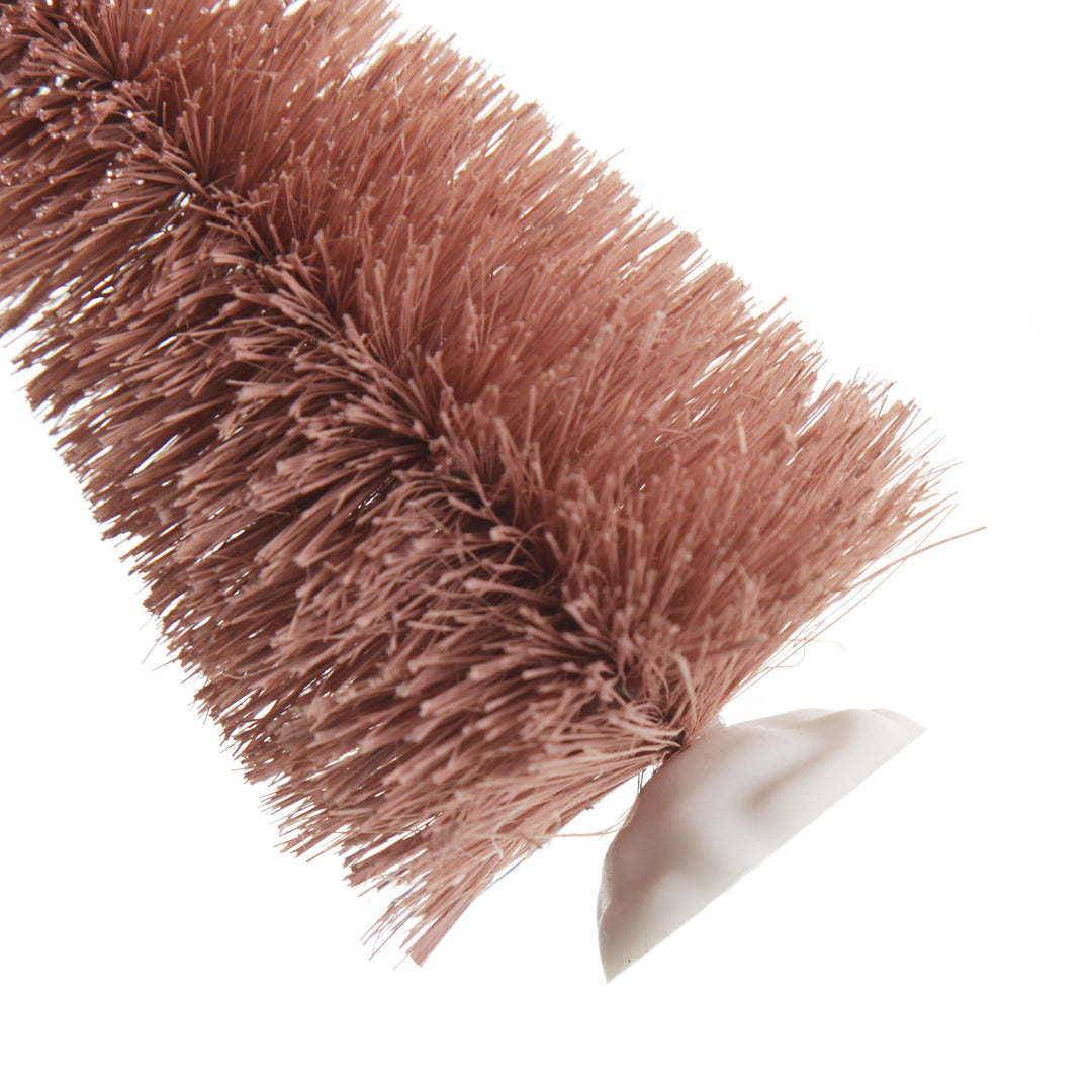 Mini Pink Bottle Brush Christmas Tree with Glitter Top - Set of 2