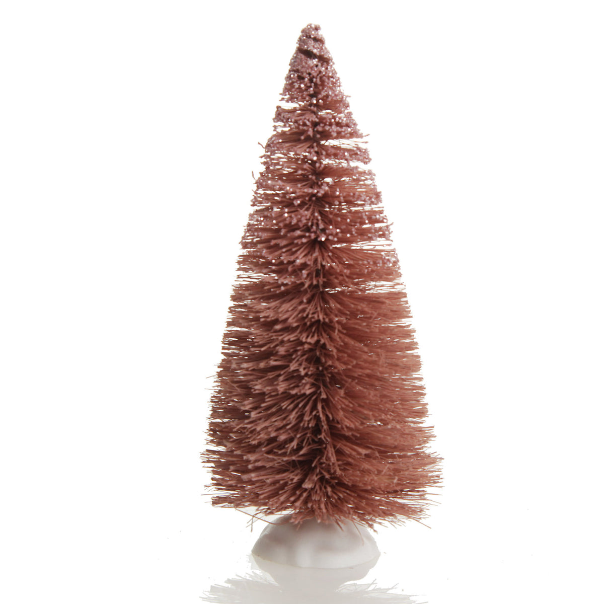 Mini Pink Bottle Brush Christmas Tree with Glitter Top - Set of 2