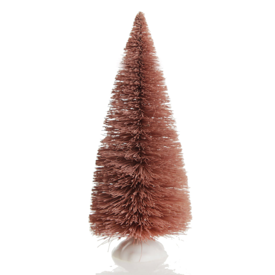 Mini Pink Bottle Brush Christmas Tree with Glitter Top - Set of 2