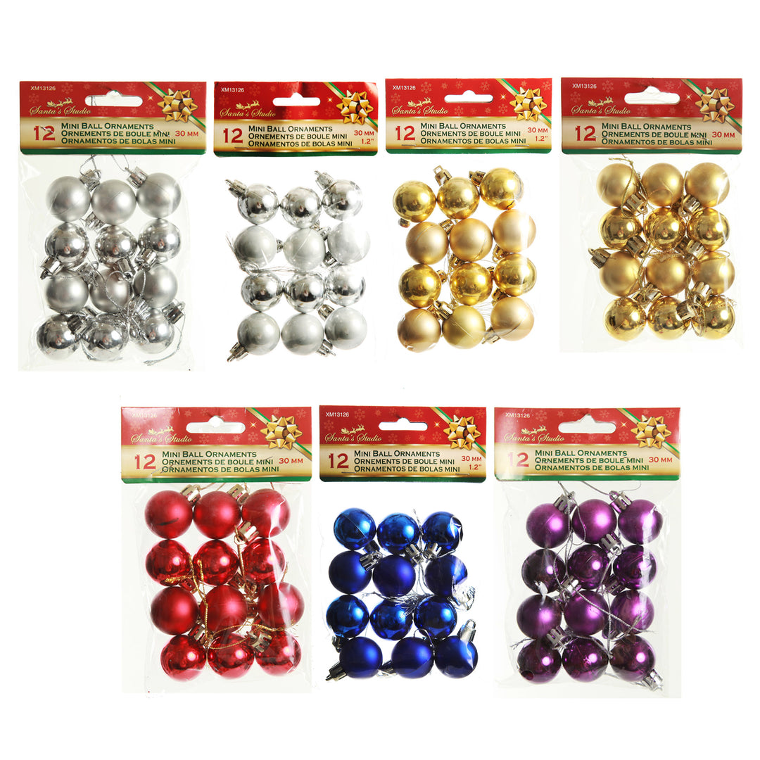 Mini Shatterproof Christmas Baubles - Pack of 12