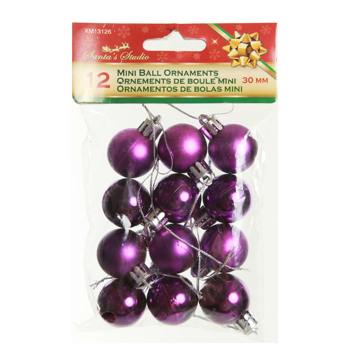 Mini Shatterproof Christmas Baubles - Pack of 12