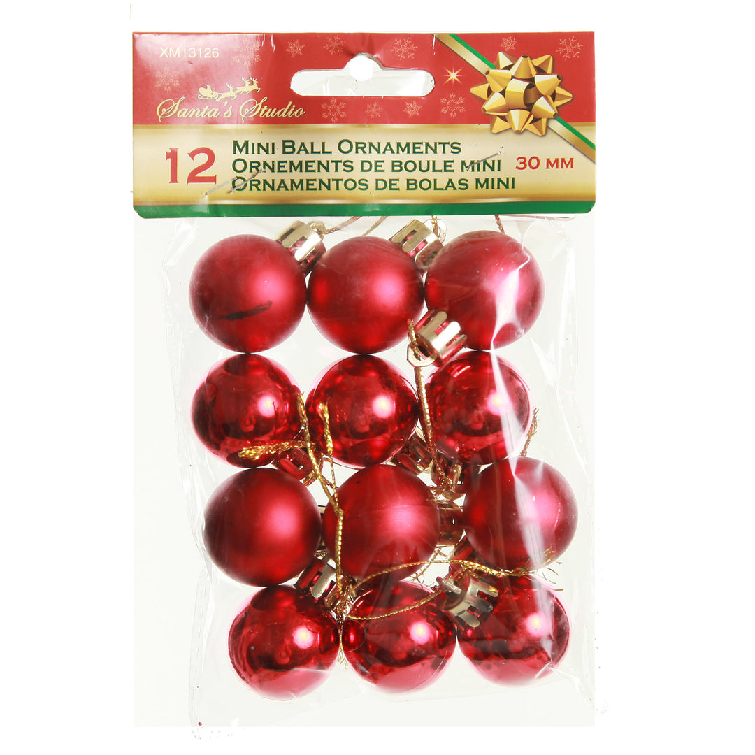 Mini Shatterproof Christmas Baubles - Pack of 12