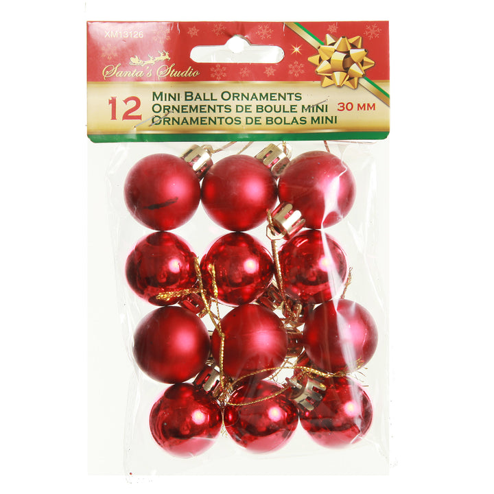 Mini Shatterproof Christmas Baubles - Pack of 12
