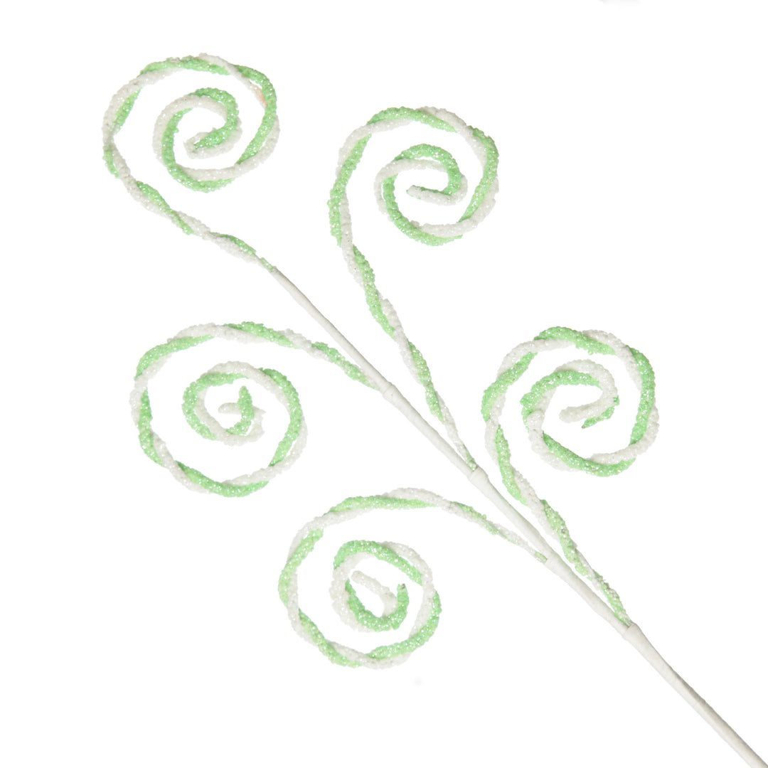 Mint and White Chenille Stick Candy Cane Christmas Pick