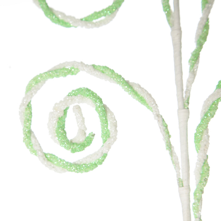 Mint and White Chenille Stick Candy Cane Christmas Pick