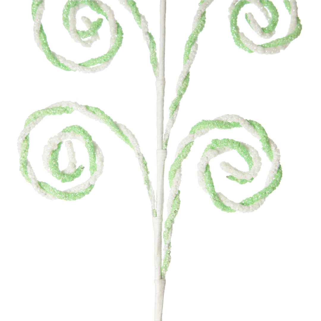 Mint and White Chenille Stick Candy Cane Christmas Pick