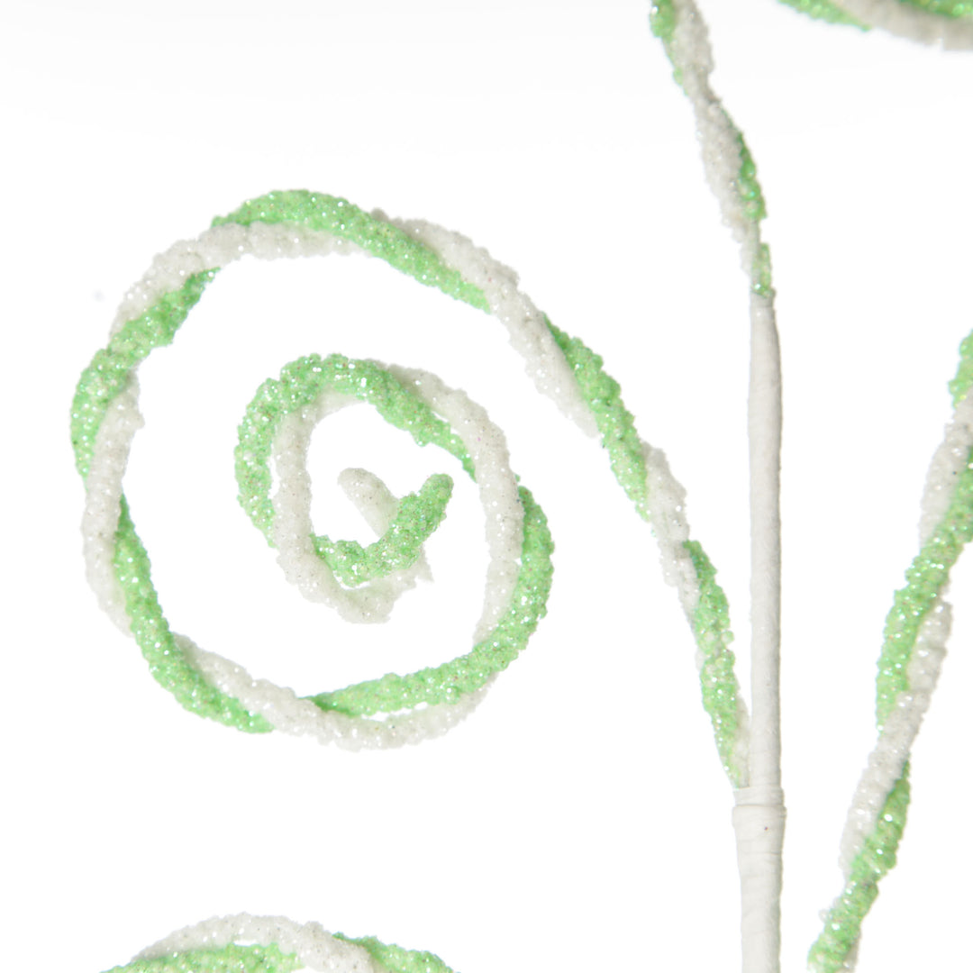 Mint and White Chenille Stick Candy Cane Christmas Pick