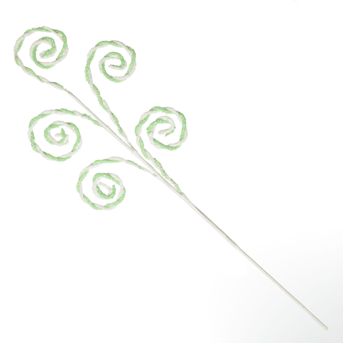 Mint and White Chenille Stick Candy Cane Christmas Pick