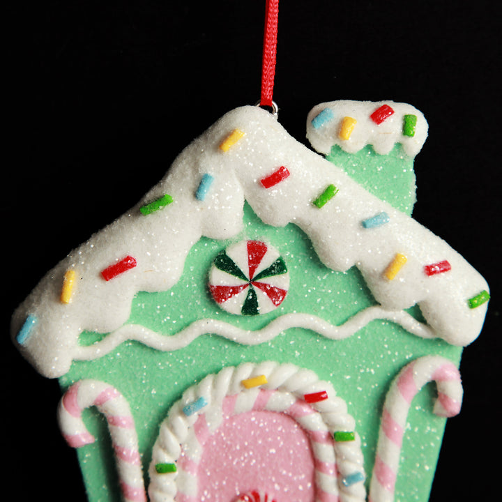 Mint Green Candy Gingerbread House Tree Decoration