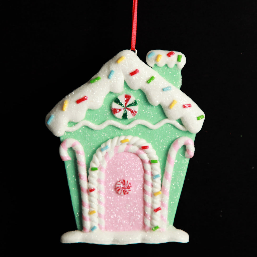 Mint Green Candy Gingerbread House Tree Decoration