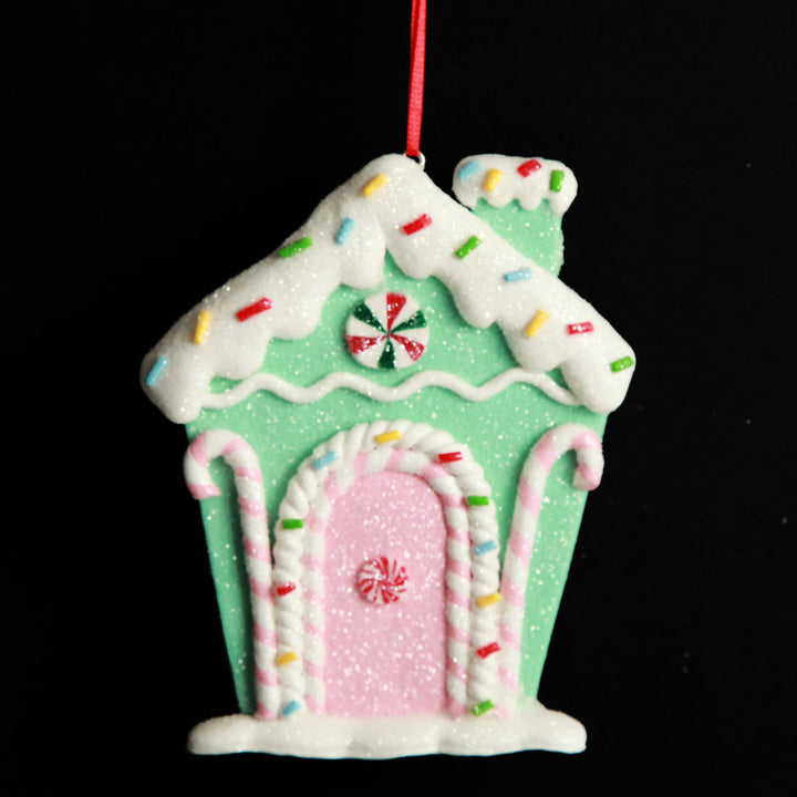 Mint Green Candy Gingerbread House Tree Decoration