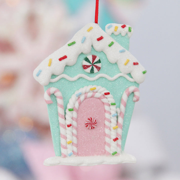 Mint Green Candy Gingerbread House Tree Decoration