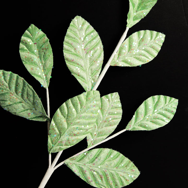 Mint Green Glitter Leaf Spray