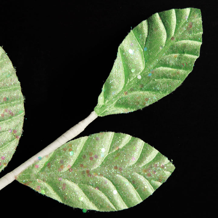 Mint Green Glitter Leaf Spray