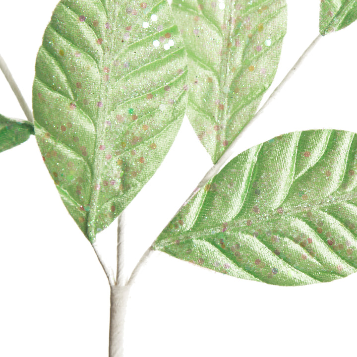 Mint Green Glitter Leaf Spray