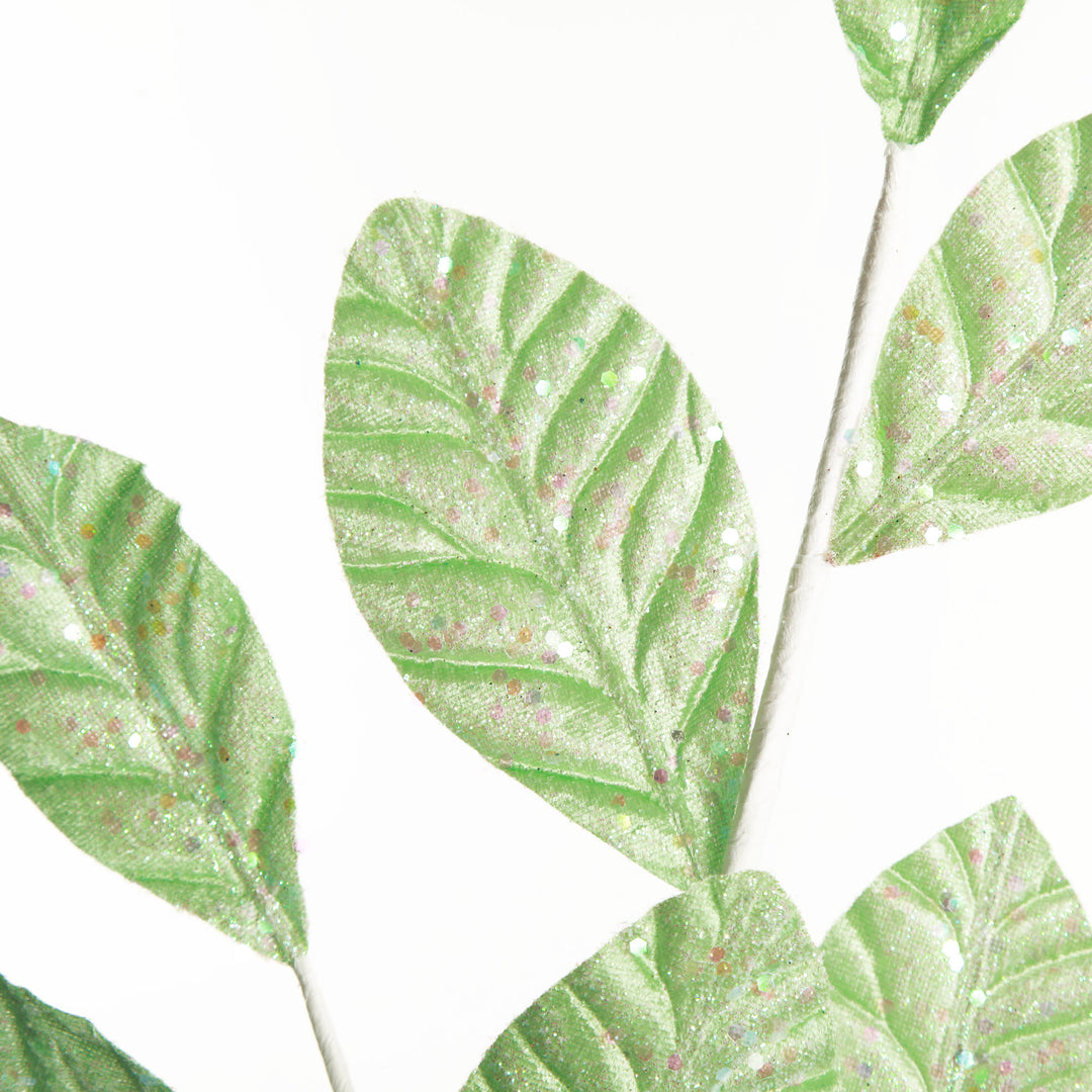Mint Green Glitter Leaf Spray