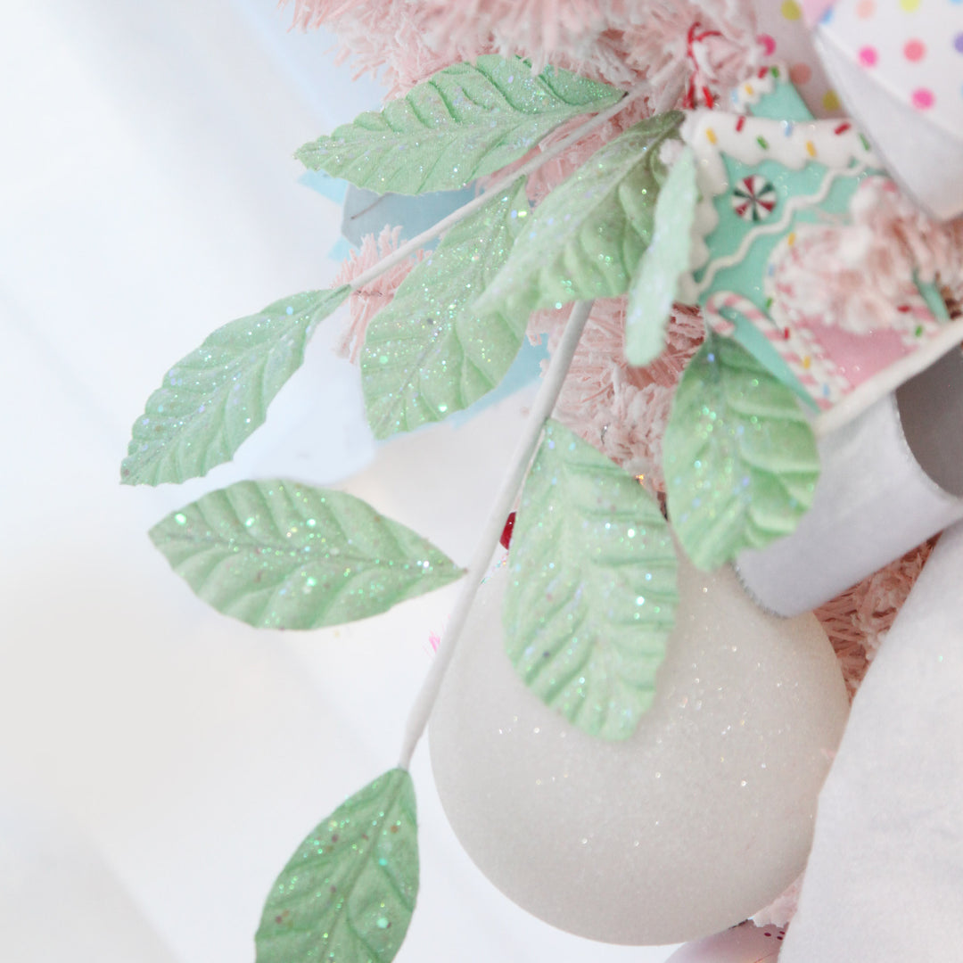 Mint Green Glitter Leaf Spray