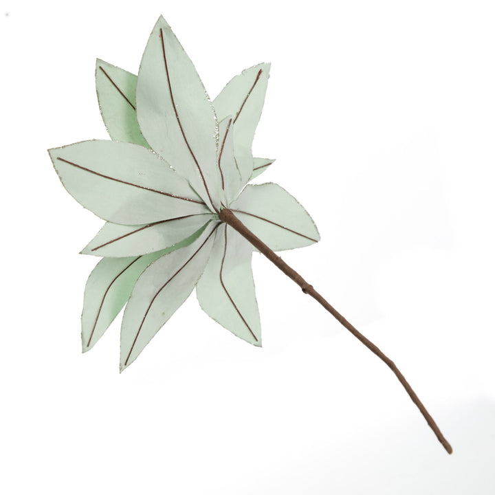 Mint Green Lily Flower Stem with Gold Glitter Trim 