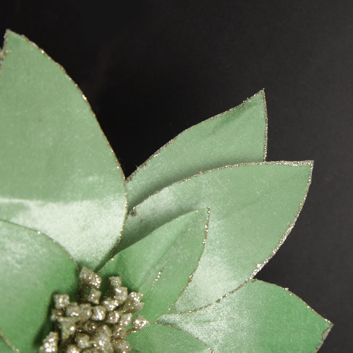 Mint Green Lily Flower Stem with Gold Glitter Trim 