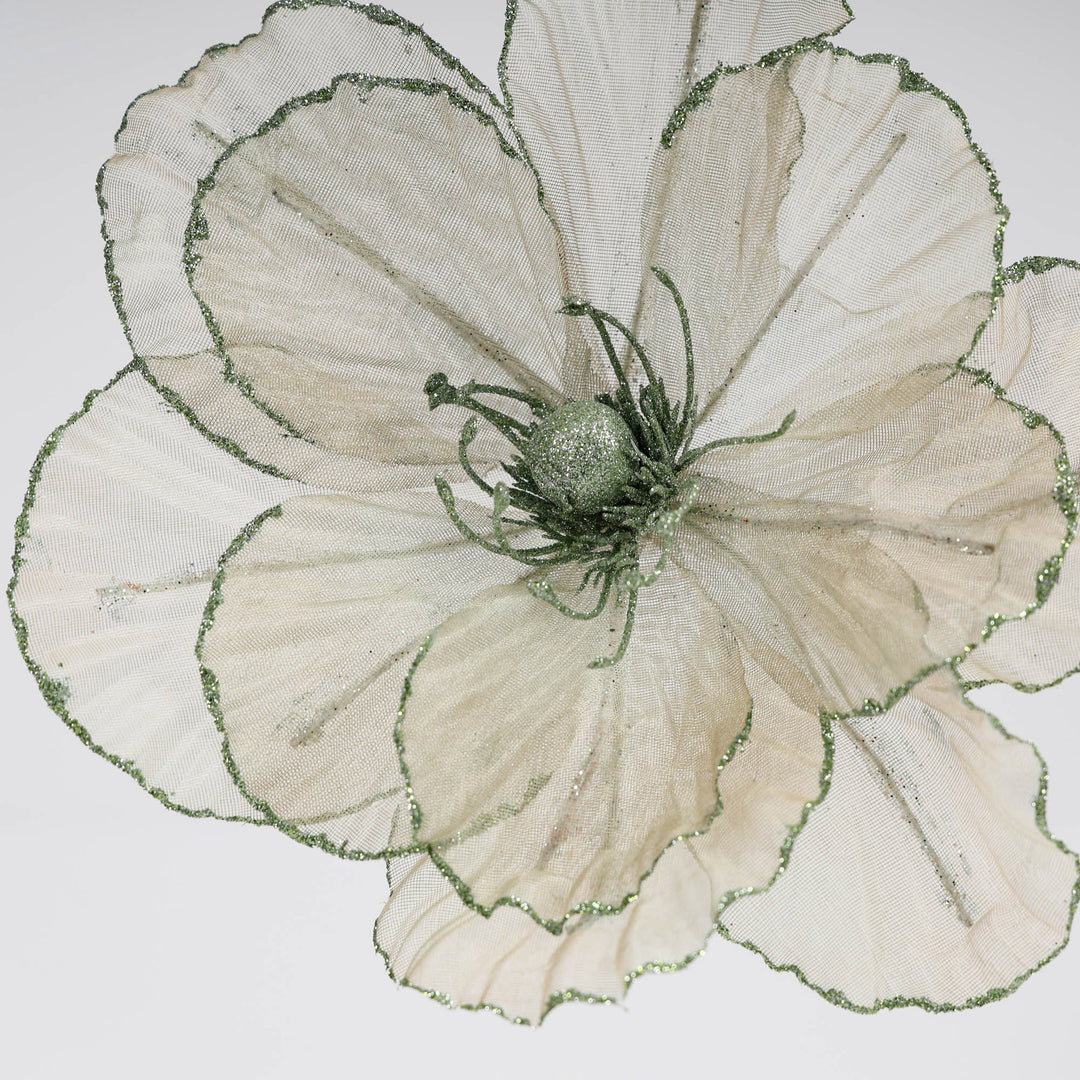 Sage Green Organza Magnolia Medium Flower Stem - 50cm(L)