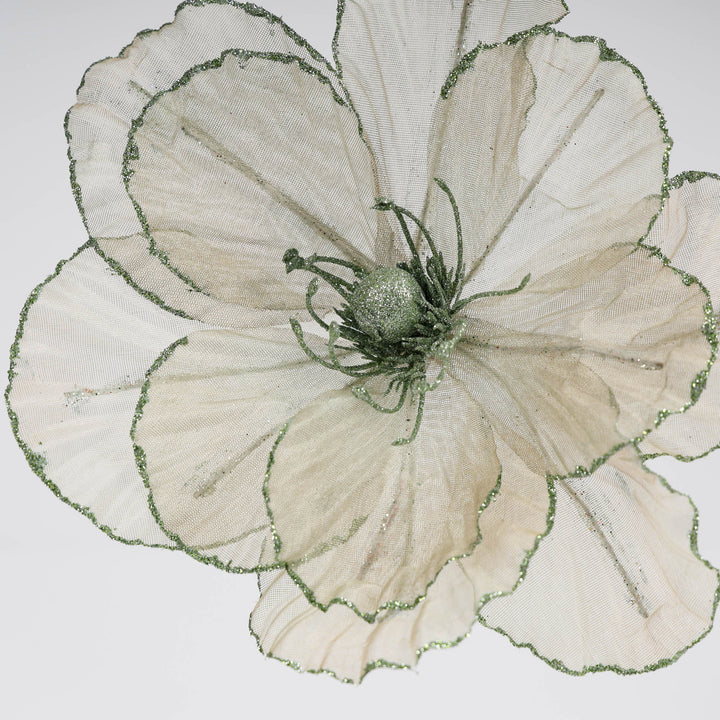 Sage Green Organza Magnolia Medium Flower Stem - 50cm(L)