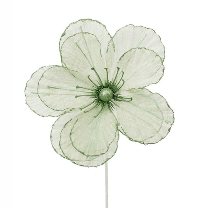 Mint Green Organza Magnolia Medium Flower Stem - 50cm(L)