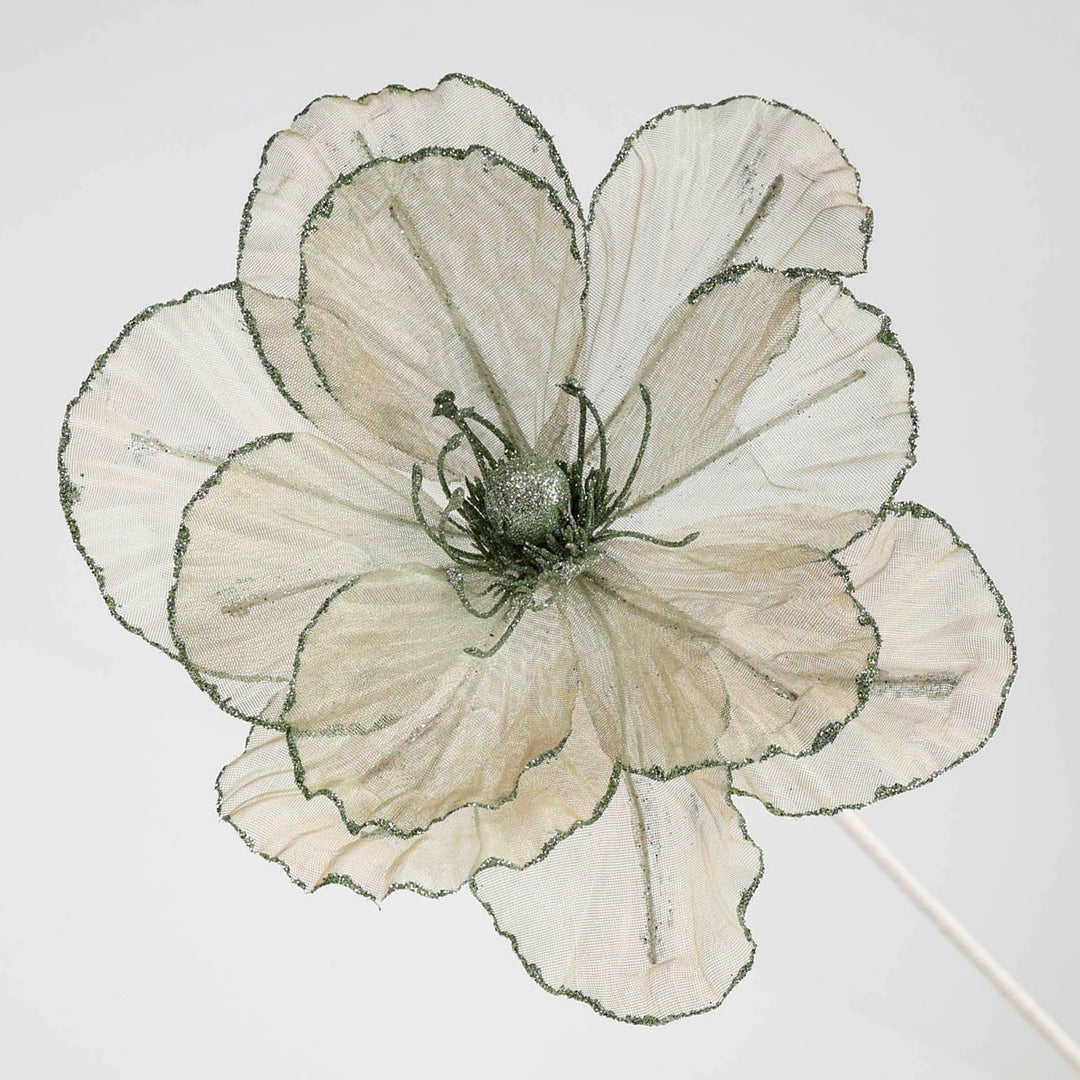 Sage Green Organza Magnolia Medium Flower Stem - 50cm(L)