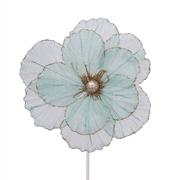 Mint Green Organza Poinsettia Medium Flower Stem - 50cm(L)