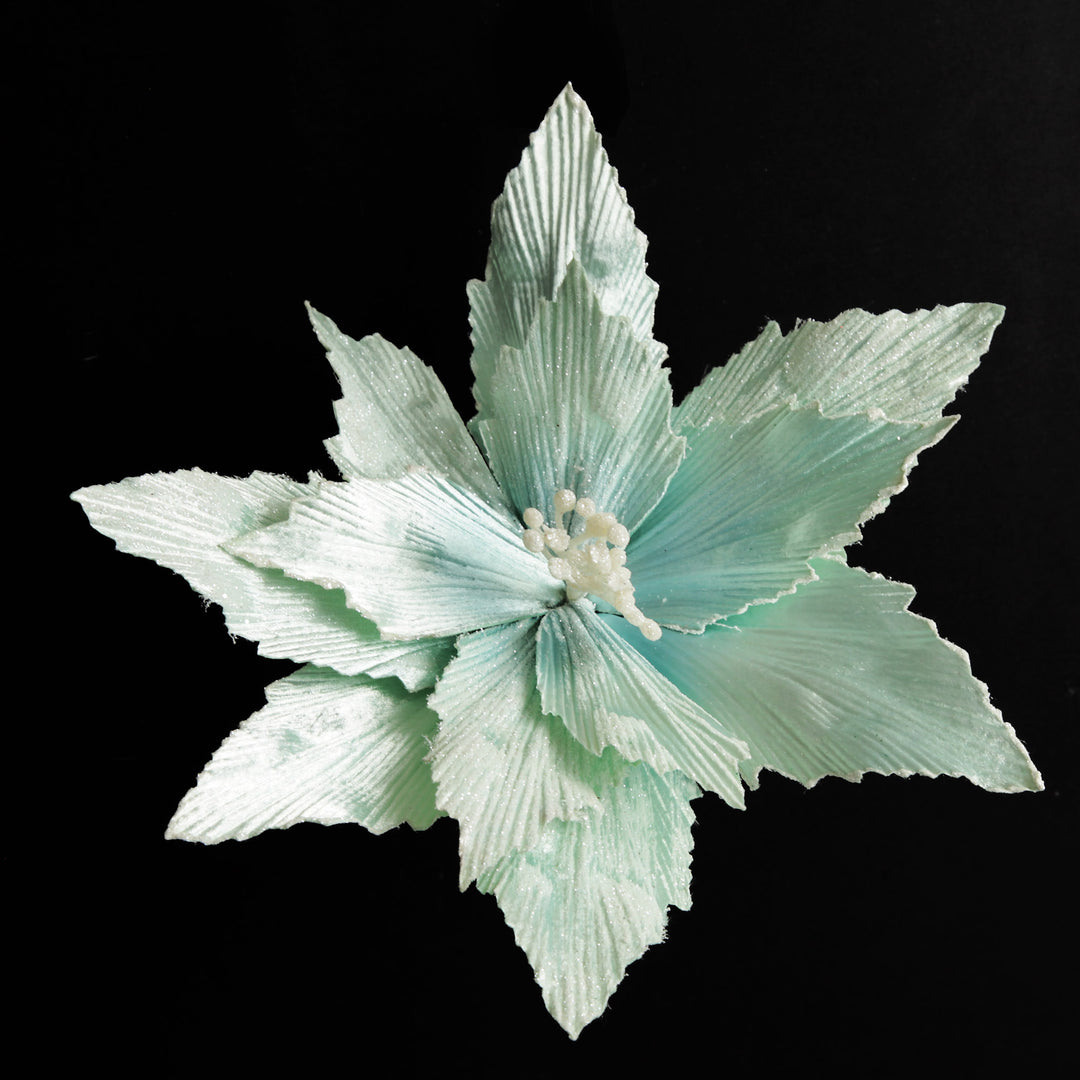Mint Poinsettia Flower Clip