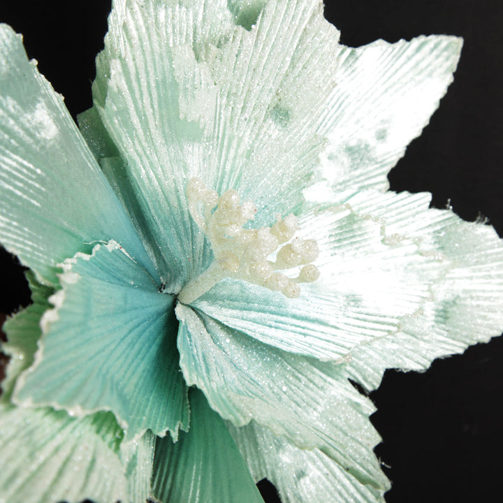 Mint Poinsettia Flower Clip