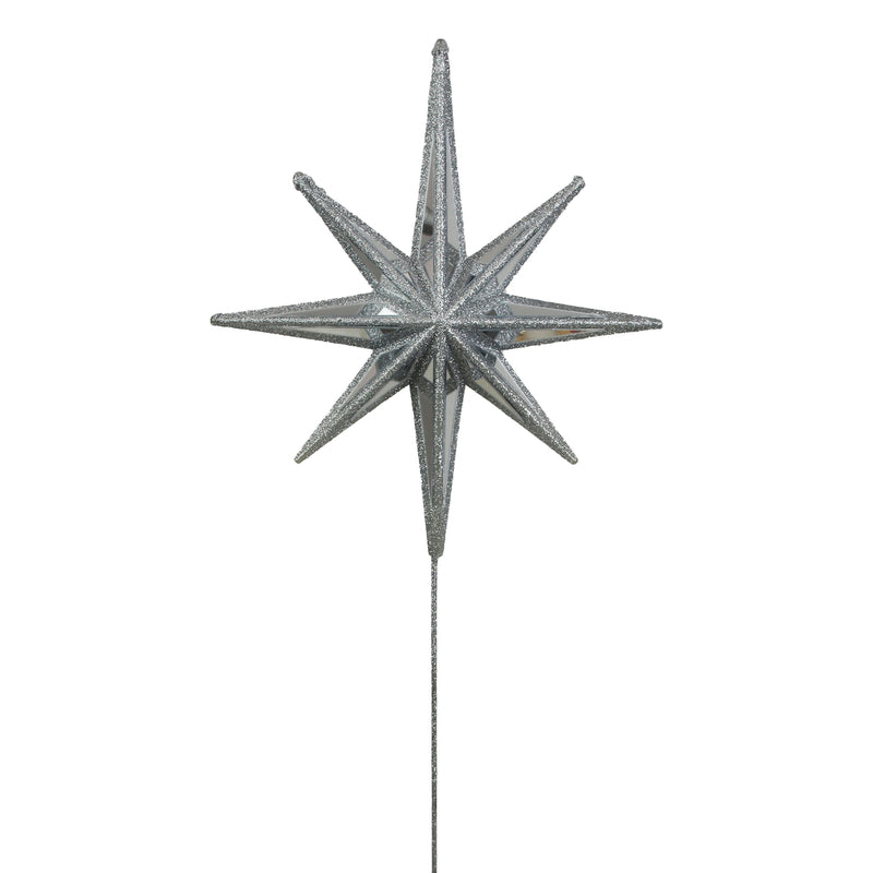 Mirror Celestial Star Tree Topper with Silver Glitter Detail
