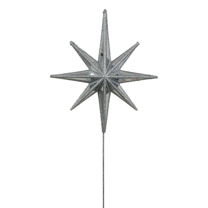 Mirror Celestial Star Tree Topper with Silver Glitter Detail