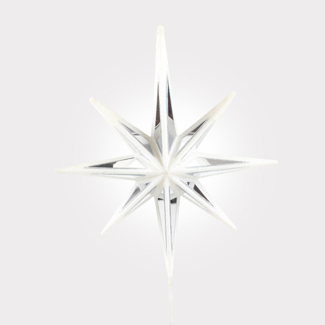 Mirror Celestial Star Tree Topper with White Glitter Detail