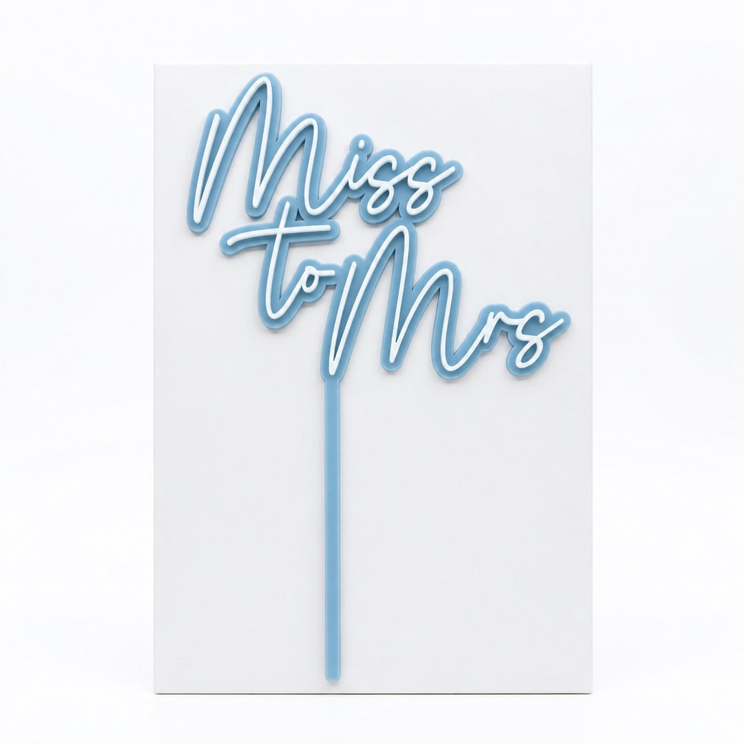 Miss to Mrs Acrylic Cut Double Layer Cake Topper