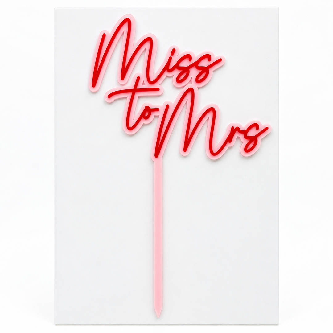 Miss to Mrs Acrylic Cut Double Layer Cake Topper
