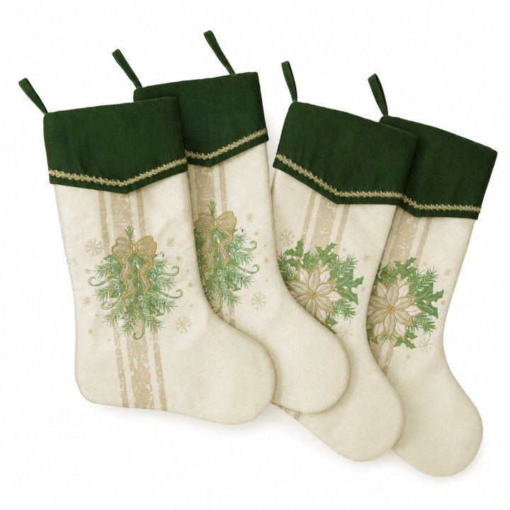 Mistletoe Christmas Stocking - Set of 4