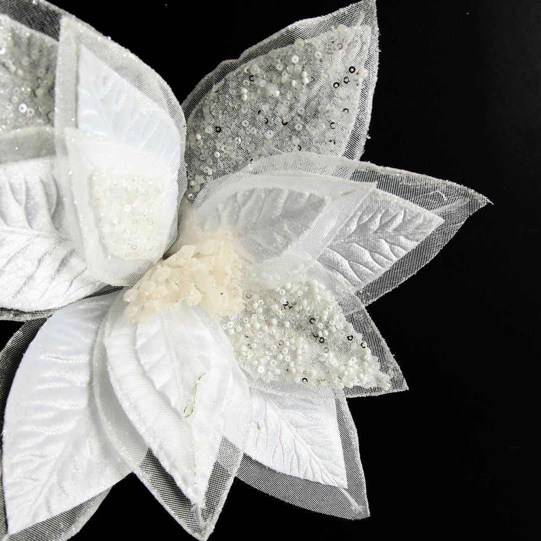 Mixed Petal White Poinsettia Flower Stem