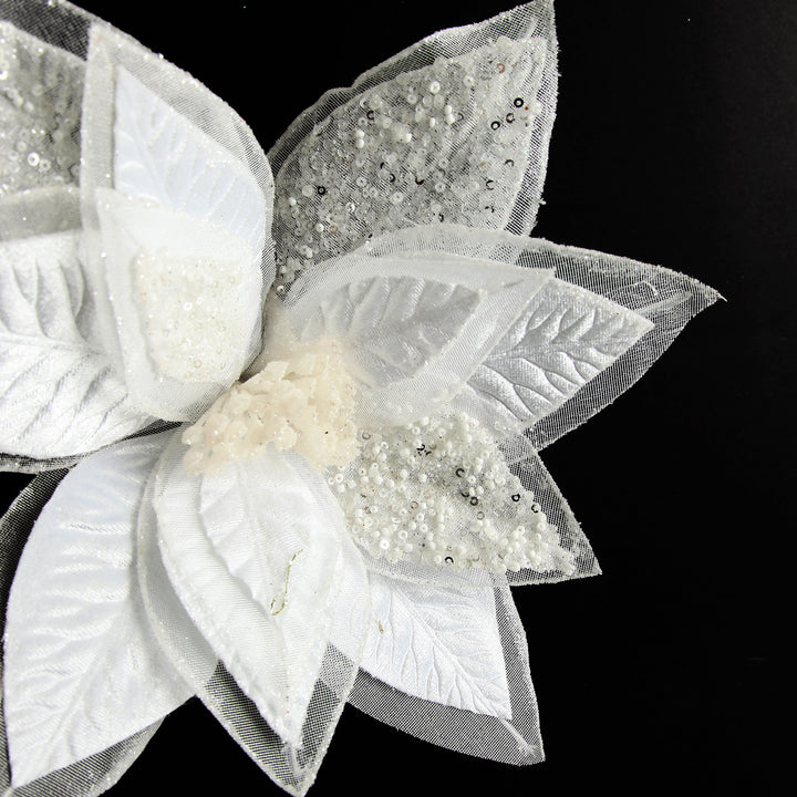 Mixed Petal White Poinsettia Flower Stem