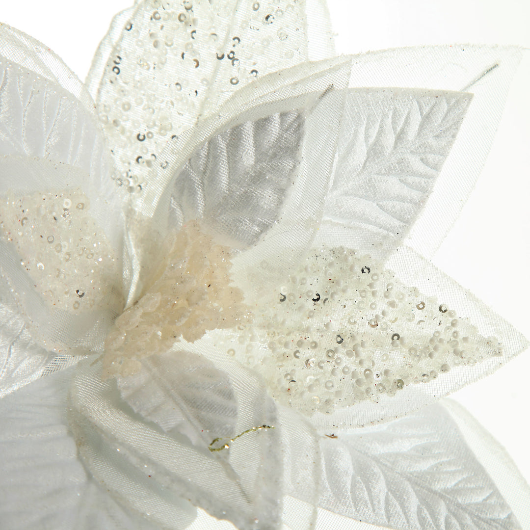 Mixed Petal White Poinsettia Flower Stem