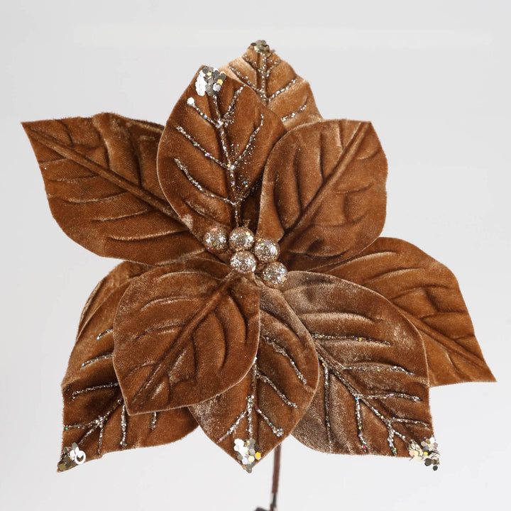 Chocolate Velvet Poinsettia Flower Stem