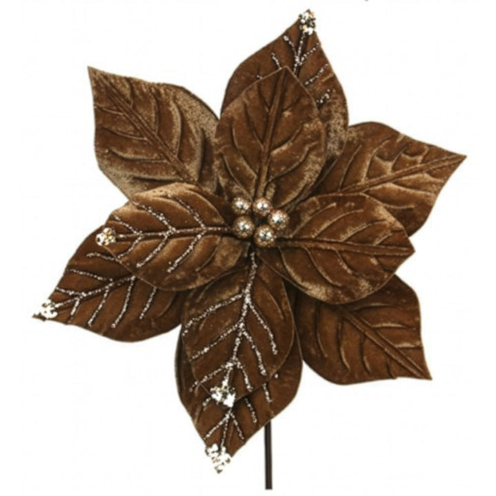 Mocha Velvet Poinsettia Flower Clip