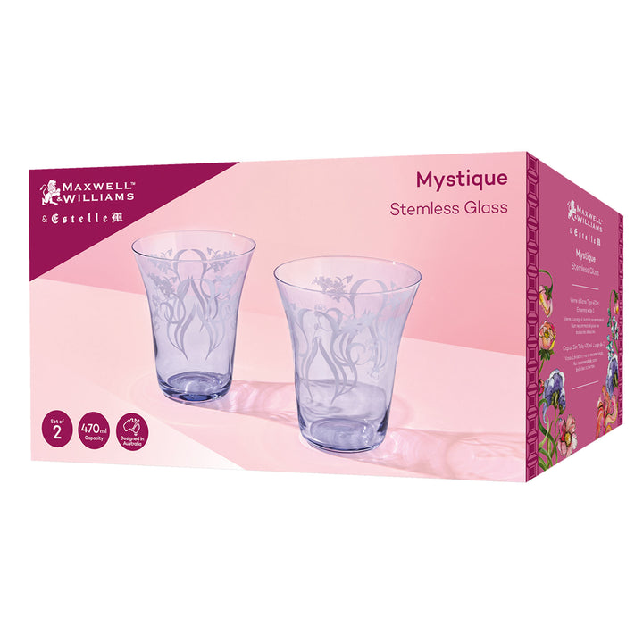 Maxwell and Williams Mystique Stemless Glass 470ml - Violet - Set of 2