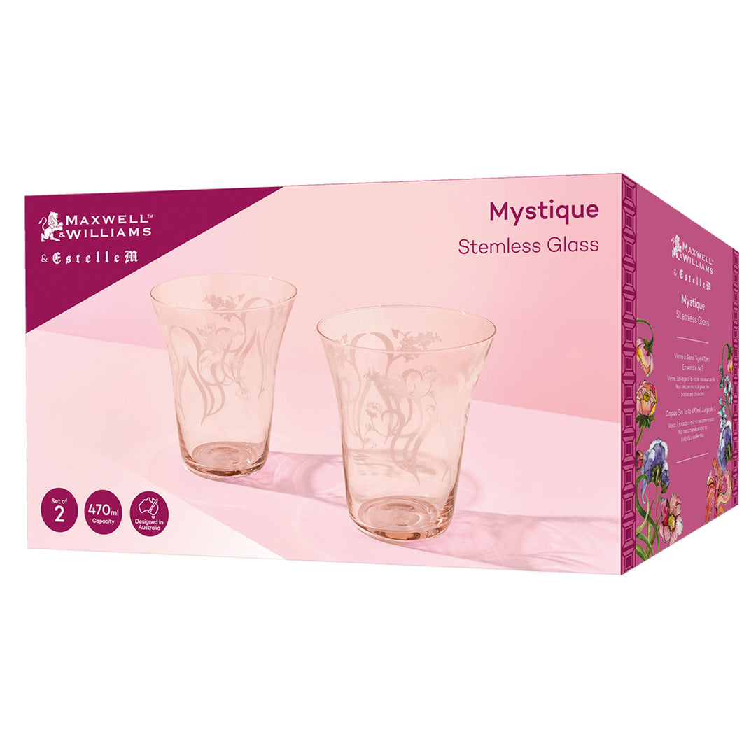 Maxwell and Williams Mystique Stemless Glass 470ml - Melon - Set of 2