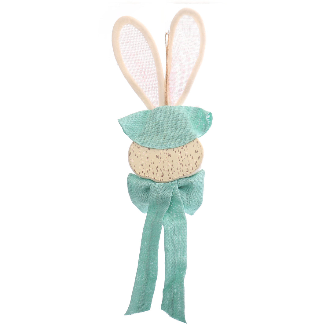 Mr White Bunny Head Hanging with Blue Bow