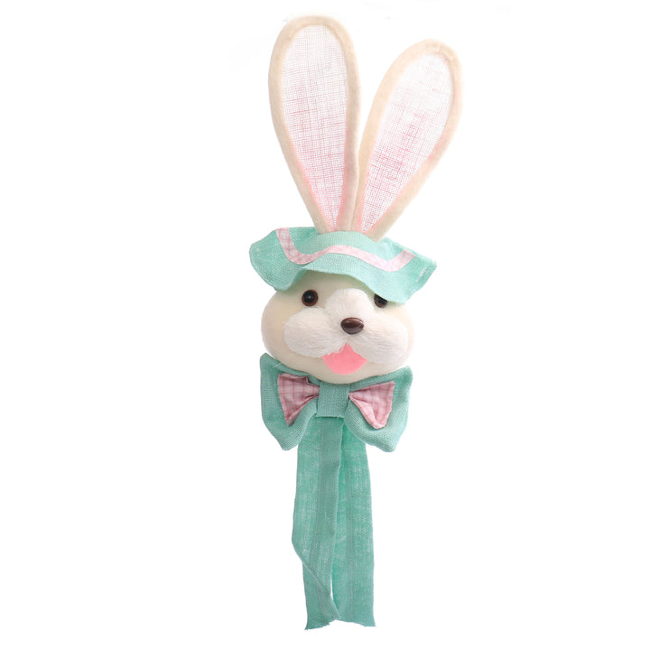 Mr White Bunny Head Hanging with Blue Bow