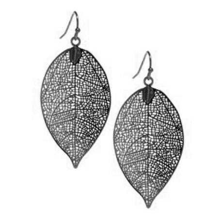 Hematite Leaf Cutout Earrings: