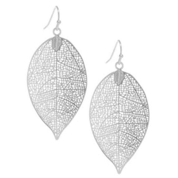 Silver Leaf Cutout Earrings